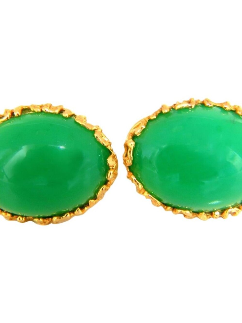 24ct Green Stone Earring Clips 14kt gold*